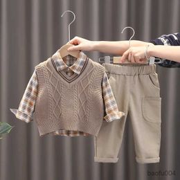 Clothing Sets Boys Girls Outfit Set Handsome Clothes Children's Spring Suit Baby Kids Thin Shirt +vest +pant 3-piece Sets