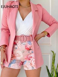 Women's Two Piece Pants Spring Summer Fashion Casual Print Suit Small Women's Dress Two Piece Sets Womens Ladies Blazers Blazer Shorts 231020