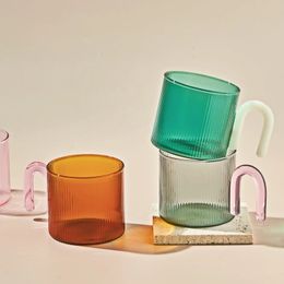 Mugs Colourful Glass Mugs for Coffee Mug Milk Tea Cup Office Cups Creative Drinkware Birthday Gift Cute Cup Heat Resistant Glass 231020
