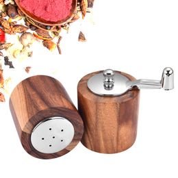 Hand Grinder Salt Shaker Acacia Wood Pepper Mill Set of Two Pepper Grinder Ceramic Core Seasoning Bottle Tool Wholesale