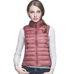 Winter women solid vest sleeveless jacket Classic Feather Casual bodywarmer Vests plus size S-XXXLshiny 3C8W6