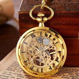 Pocket Watches Copper Steampunk Vintage Watch Necklace Pendant Hollow Fob Men Women Gear Relojes De Bolsillo