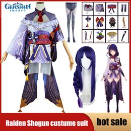 Cosplay Game Genshin Impact Raiden Shogun Cosplay Costume Anime Uniform Dresses Wig Headwear Baal Outfits Halloween Full Set for Women