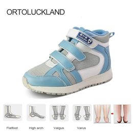 Sapatos planos Ortoluckland Kid Meninas Sapatos Bebê Criança Meninos Sapatilhas Marcas De Luxo Azul Rosa Malha De Couro Botas Ortopédicas Para Crianças 231019