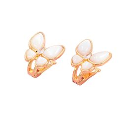 Luxury S925 Silver Earring for Women Girls Crystal Butterfly Pattern Four-leaf Clover Designer Earrings Wedding Party Jewellery Valentine's Day Gifts VCE2
