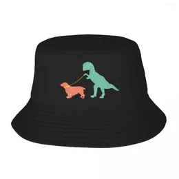 Berets Funny Cocker Spaniel Dinosaur Cute Dog Lover Bucket Hat Panama For Kids Bob Fisherman Fishing Unisex Caps