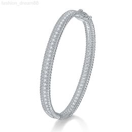 High End Fine Jewellery Designer Custom Women Famous Band White Gold Plated 925 Silver Zircon Diamond Moissanite Bracelet Bangles