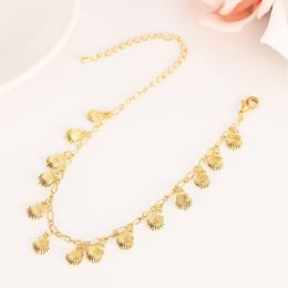 Korean Fashion 18 k Solid fine G F gold Unlimited Charm Multi-element Bracelet lengthen Size length Anklet Summer Style Bea336i