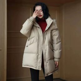 Women's Down Parkas Women's Down Jacket Hooded Medium-length Jacket Winter Thick Section Korean Fashion Warm Casual Coats Down Fill Parkas 231020