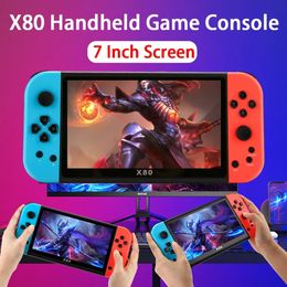 7 Inch X80 Retro Handheld Video Game Console Built-in 16G 20000+ Classic Games TFT Screen Dual Joystick Portable Pocket Video Arcade Game Player HD TV Output