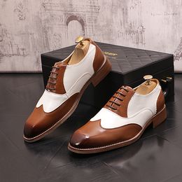 Patent Shadow Fashion Dress Spring Leather Groom Wedding Men Italian Style Oxford Shoes 509