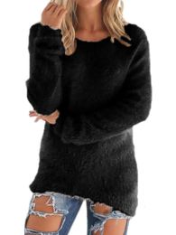 Womens Knits Tees Fluffy Cashmere Kintted Thin Pullovers Autumn Spring Sweet Long Sleeve O Neck Solid Sweater Female Casual Tops 231019