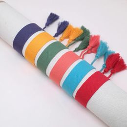 Charm Bracelets Summer Candy Colour Fabric For Women DIY Handmade Lace Up Tassle Rope Braided Bracelet Wristband Jewellery