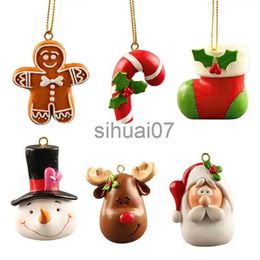 Christmas Decorations Christmas Tree Decoration 3D Vivid Tree Pendant Cute Cartoon Resin Decoration Christmas Decoration with Gingerbread Man Candy Stick x1020