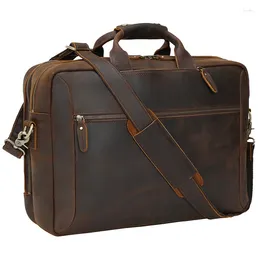 Briefcases Large Travel Briefcase Bag Leather For Men Male 15.6 " Computer Genuine Backpack Handbags Messenger On Luggage