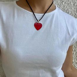 Pendant Necklaces M89E Glass Crystal Love Heart For Women Girls Harajuku Korean Necklace Sweet Cool Y2k Jewellery