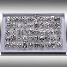 20pcs Skull Ring Punk Vintage Skeleton Rings Gold Black Mens Mixed Rings Jewelry Whole Lots Party Gift 211012315A