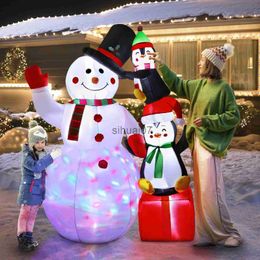 Christmas Decorations OurWarm 6foot Christmas inflatable snowman and penguin decoration with colorful rotating LED for outdoor garden Christmas decoration x102