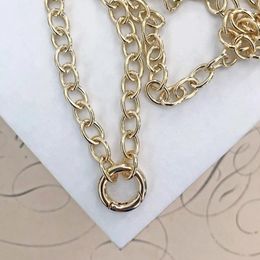 Pendant Necklaces Chunky Simple Kolye Bijoux Box Bold Oval Link Chain Rounded Edge Paperclip Charm Necklace With Circle Lock Clasp Wholesale