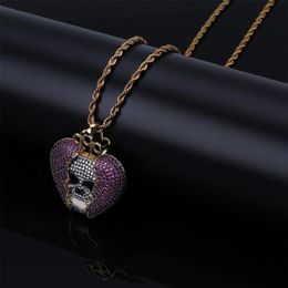 Hip Hop Juice Wrld Same Paragraph Devil Skull Heartbreak Pendant Solid Cubic Zircon Necklace Jewelry Necklaces304t