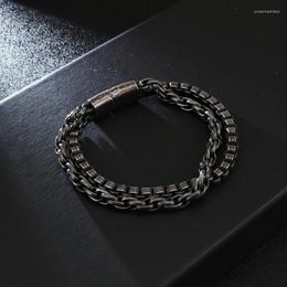 Link Chain Man Jewlery Bracelets Store 220 11mm Stainless Steel Retro Black Double Layer Bracelet Men JB119218-KFC196f