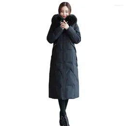 Women's Trench Coats Over-the-knee Long Cotton-padded Clothes Winter Korean Version With Fur Collar Slim Down Jacket Women