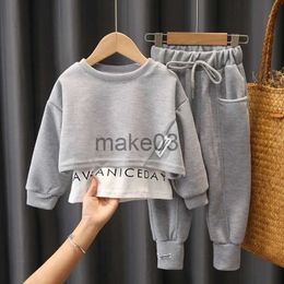 Clothing Sets 2023 New Spring and Autumn Children's Solid Sweater Set Outdoor Leisure Sportswear Fashion Two-Piece Children's Kids Clothes J231020