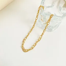 Chains Ins Wholesale 18K Gold Plated Stainless Steel Double Laryer Link Chain Necklace For Women Waterproof Hypoallerengic Party