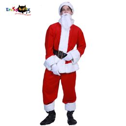 cosplay Eraspooky Christmas Costumes for Adult Claus Costume Men Deluxe Fur Classic Santa Suit Xmas Clothing Beard Hat Cosplay NEWcosplay