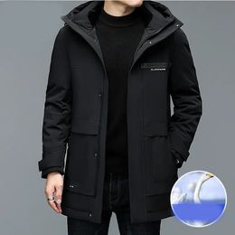 Men's Vests Down Jacket Mid Length Hooded Winter Thickened Cold and Warm Work 231020