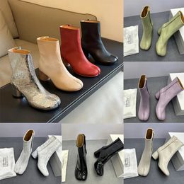 Marca clássica moda novo glitter tabi botas de ovelha de boots grossos de calcanhar dedo do pé