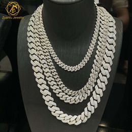 Mens Cuban Link Chain 14mm 2rows Miami Iced Out Moissanite Cuban Chain Pure 925 Silver Jewelry Sterling Moissanite Cuban Chain