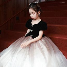 Girl Dresses Girls Banquet Dress Baby Kids Clothes Black Lace Wedding Children Clothing Sequin Tulle Evening Ceremonial Prom