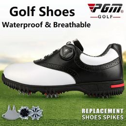 Dress Shoes PGM Men Golf Shoes Waterproof Sports Shoes Rotating Buckles Anti-slip Sneakers Multifunctional Golf Trainers 231020