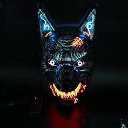 Party Masks Party Masks Wolf Scary Animal Led Light Up For Men Women Festival Cosplay Halloween Costume Masquerade Parties Carnival 23 Dhui2