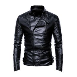 Men's Leather Faux jacket men's autumn and winter vintage motorcycle lapel waterproof top tier for men in Europe America 231020