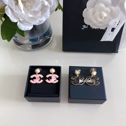 Designer Earrings For Women Ring Pearl Enamel Set Monogram Jewellery Earrings with Gift Box For Valentine's Day Gifts