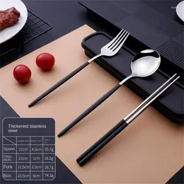 Dinnerware Sets 3pcs Tableware Set Portable Cutlery High Quality Stainless Steel Knife Fork Spoon Travel Flatware With Box