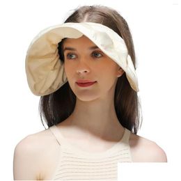Bandanas Bandanas Foldable Empty Top Shell Hat 2 In 1 Headband Visors For Women Uv Protection Sun Fashion Accessories Hats, Scarves Gl Dh5Pe