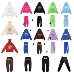 hoodie Designer hooded men women set spiderweb printed street sweatshirt for joggers pants