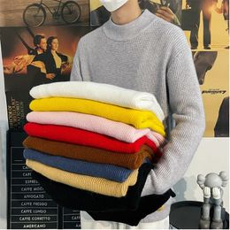 Men's Sweaters S-5XL Plus Size Mens Pullover Sweater Winter Ribbed Knitted Plain Colour Comfort Twisted Long Sleeve Knitwear Clothing For Men 231021
