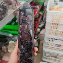 Decorative Figurines Garnet Crystal Obelisk Quartz Wand Points Healing Stone Tower Fireworks Total Energy Sceptre Rare