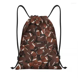 Shopping Bags American Football Rugby Ball Pattern Drawstring Backpack Women Men Lightweight Gym Sports Sackpack Sacks For Traveling