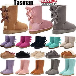 Tazz Slipper Tasman Slippers Womens ultra Ugh boots australian designer boots Winter Tasman Tazz Sheepskin Bowtie shoes classic ankle short bow black chestnut fur