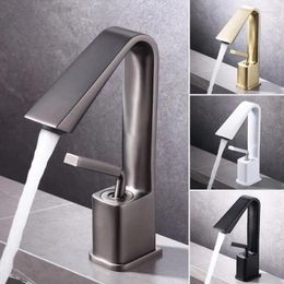 Bathroom Sink Faucets Brushed Gold Basin Faucet Grey Brass Lavotory Mixer Tap Cold