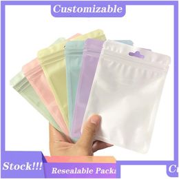 Packing Bags Wholesale 100Pcs Resealable Packaging Bags Small Mylar Plastic With Clear Window For Candy Coffee Beans Tea Dried Flowers Dhw28