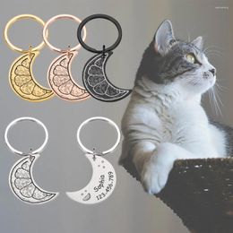 Dog Tag Custom Cat Collar Tags ID Moon Indoor Pet Personalised Name And Number Anti-lost Fruit For Kitten Puppy Necklace Plate