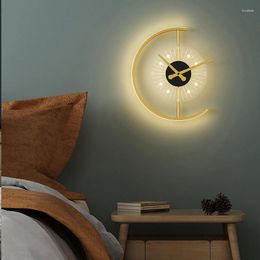 Wall Lamp Moden Led Clock Lamps For Corridor Aisle Bedside With Light Dimmable Bedroom Living Room Sconce Lighting