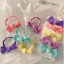 Hair Accessories 10PCS/Lot Women Girls Candy Coloured Bowknot Headbands For Children High Elastic Scrunchies Ponytail Holder