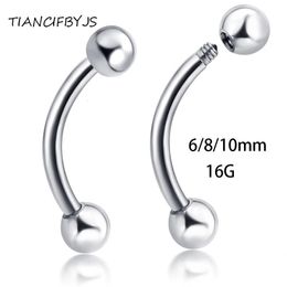 Stud TIANCIFBYJS Eyebrow ring Fashion Body Piercing Jewellery 16G Bar 6mm 8mm 10mm 316L Stainless Steel curve Banana Nose Rings Tragus 231020